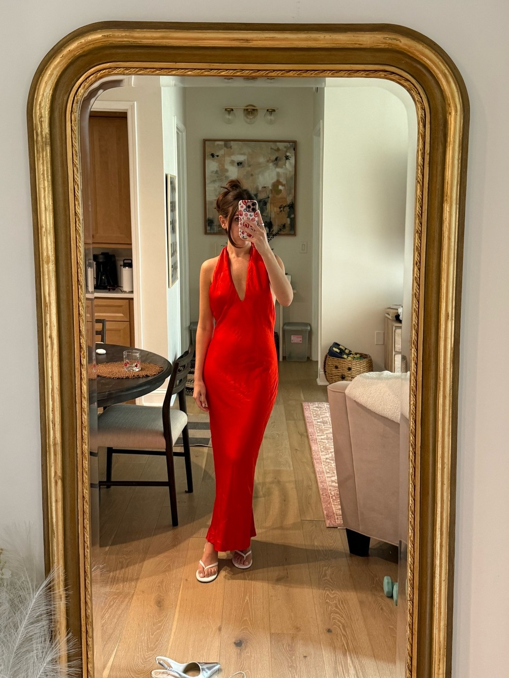 Bardot Red Halter Satin Maxi Dress - Women's Evening Gown